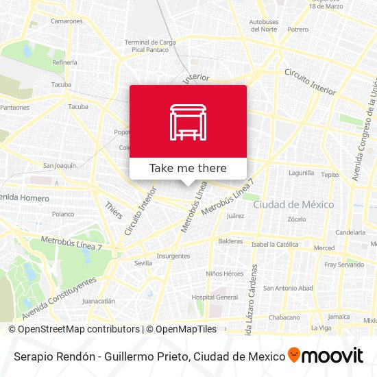 Serapio Rendón - Guillermo Prieto map