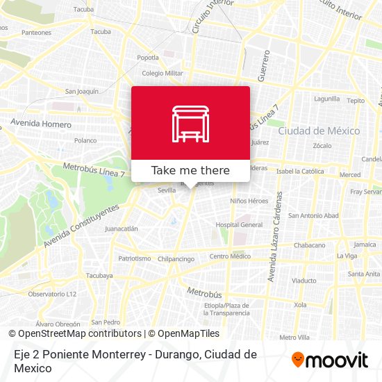 Eje 2 Poniente Monterrey - Durango map