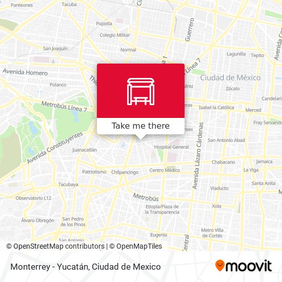 Monterrey - Yucatán map