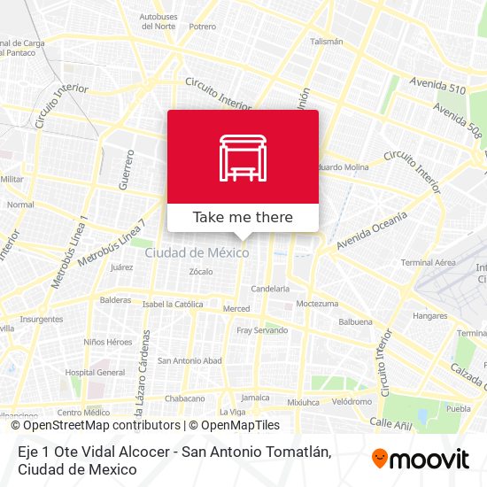 Eje 1 Ote Vidal Alcocer - San Antonio Tomatlán map