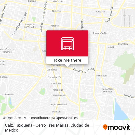 Calz. Taxqueña - Cerro Tres Marías map