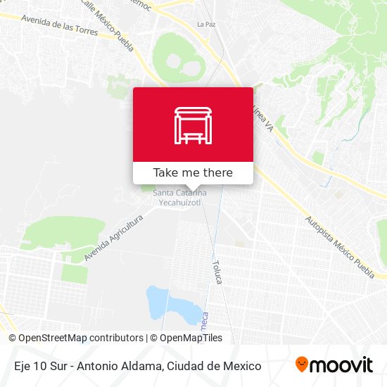 Mapa de Eje 10 Sur - Antonio Aldama