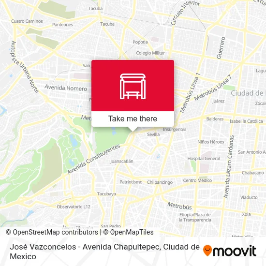 José Vazconcelos - Avenida Chapultepec map