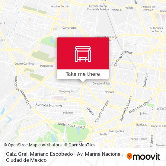 Calz. Gral. Mariano Escobedo - Av. Marina Nacional map