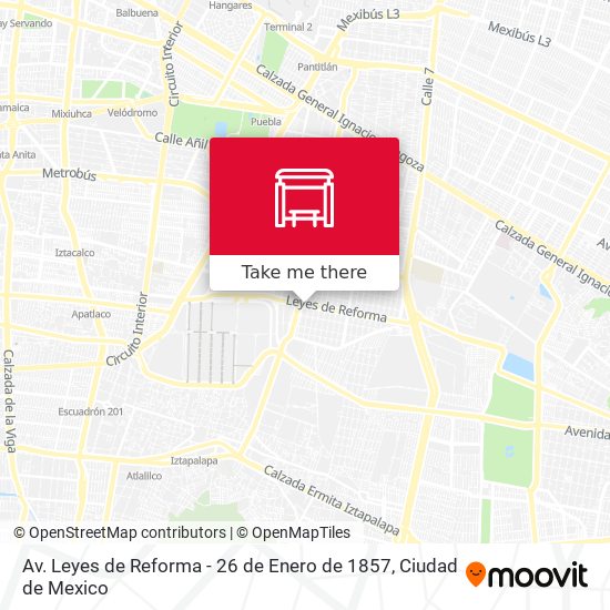 Av. Leyes de Reforma - 26 de Enero de 1857 map