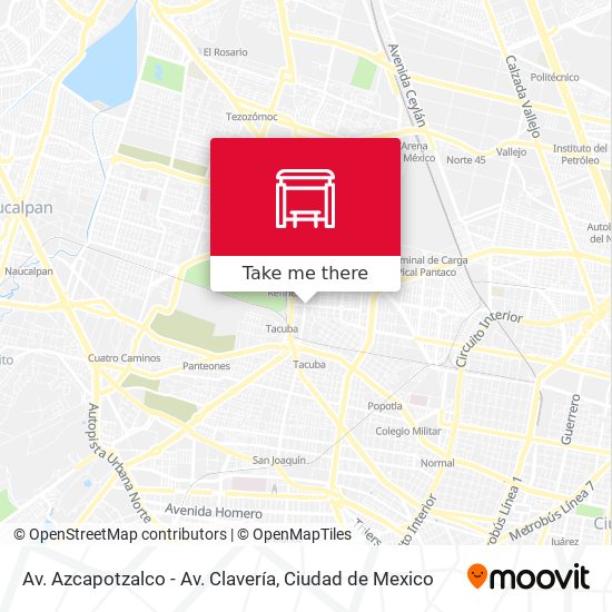 Av. Azcapotzalco - Av. Clavería map