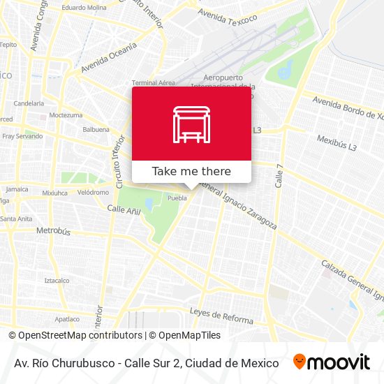 Mapa de Av. Río Churubusco - Calle Sur 2