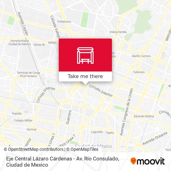 Eje Central Lázaro Cárdenas - Av. Río Consulado map