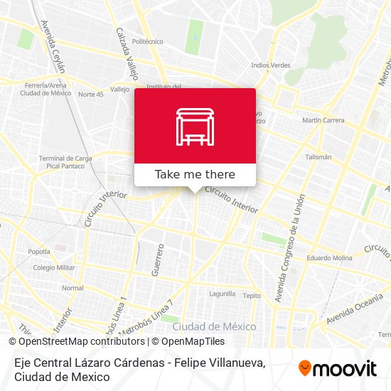 Eje Central Lázaro Cárdenas - Felipe Villanueva map