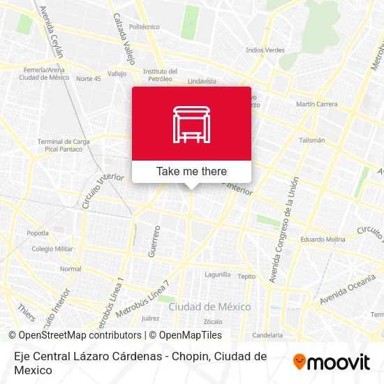 Eje Central Lázaro Cárdenas - Chopin map