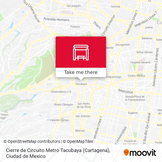 Cierre de Circuito Metro Tacubaya (Cartagena) map