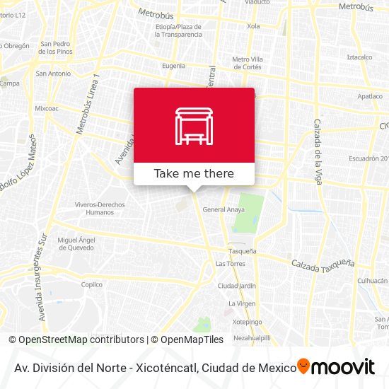 Av. División del Norte - Xicoténcatl map