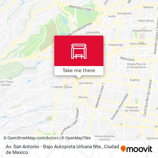 Av. San Antonio - Bajo Autopista Urbana Nte. map
