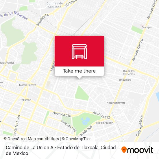 Camino de La Unión A - Estado de Tlaxcala map