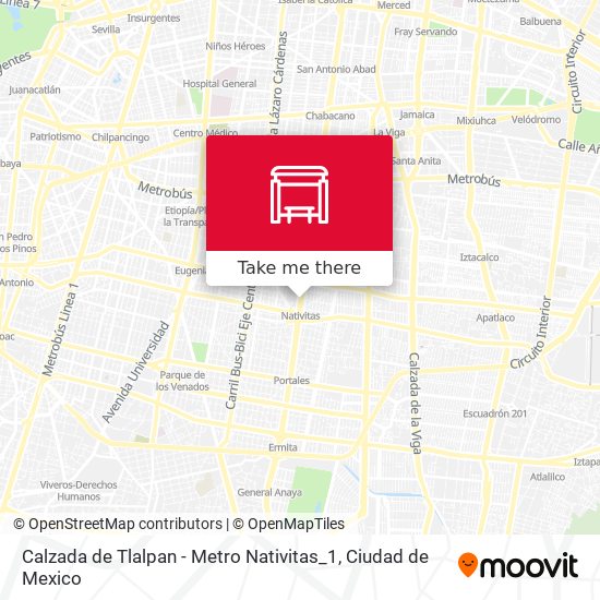 Calzada de Tlalpan - Metro Nativitas_1 map