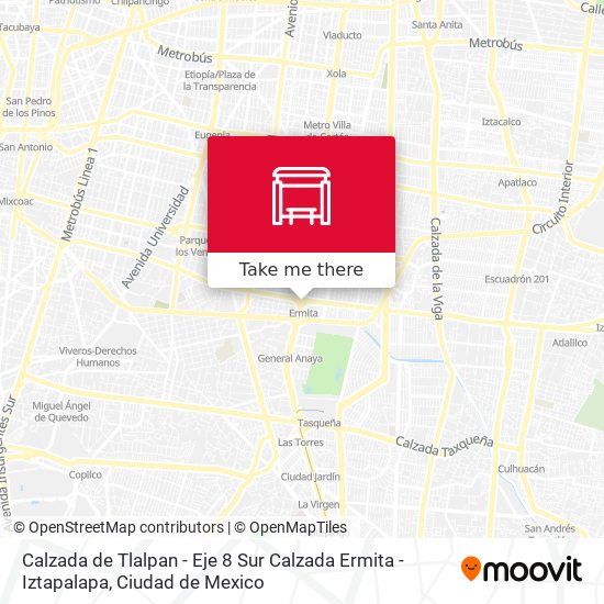 Mapa de Calzada de Tlalpan - Eje 8 Sur Calzada Ermita - Iztapalapa