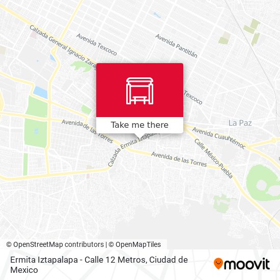 Ermita Iztapalapa - Calle 12 Metros map