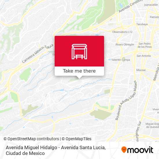 Avenida Miguel Hidalgo - Avenida Santa Lucia map