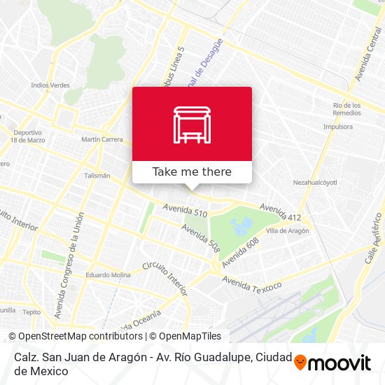 Calz. San Juan de Aragón - Av. Río Guadalupe map