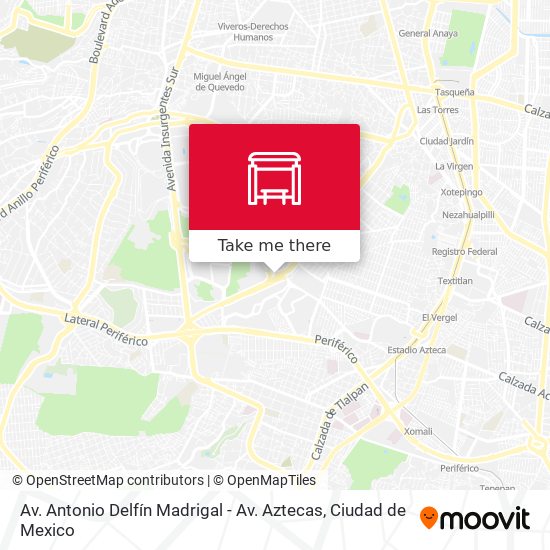 Mapa de Av. Antonio Delfín Madrigal - Av. Aztecas