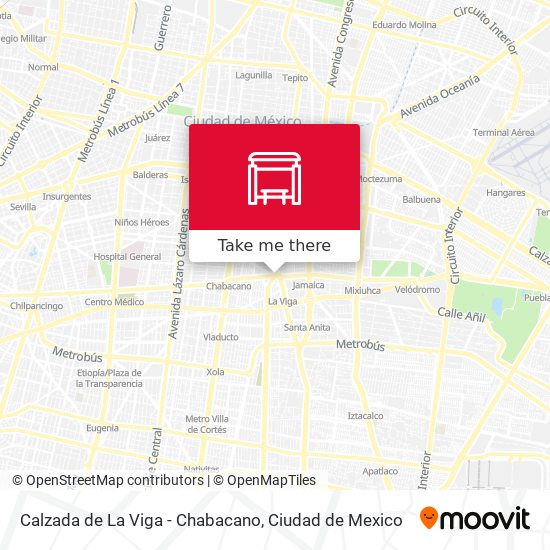 Calzada de La Viga - Chabacano map