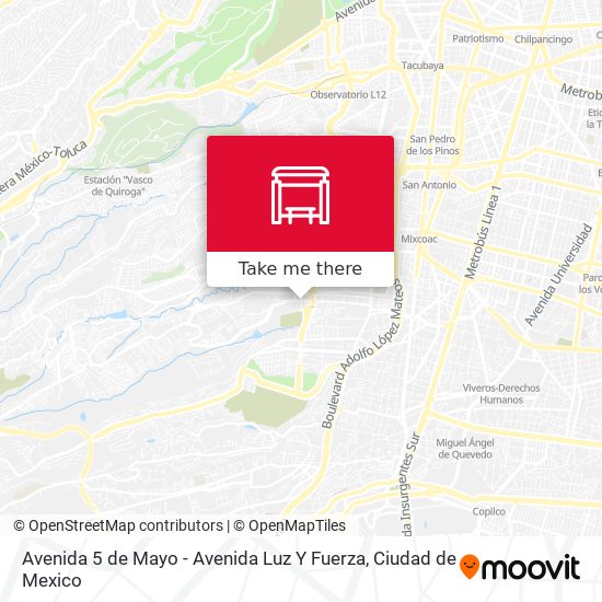 Avenida 5 de Mayo - Avenida Luz Y Fuerza map