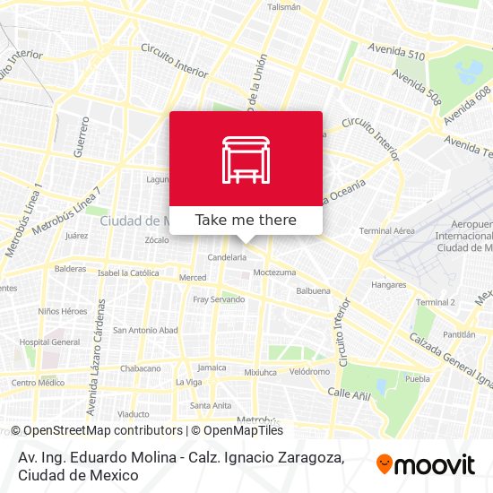 Av. Ing. Eduardo Molina - Calz. Ignacio Zaragoza map