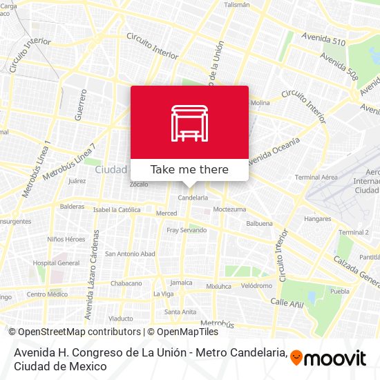 Avenida H. Congreso de La Unión - Metro Candelaria map