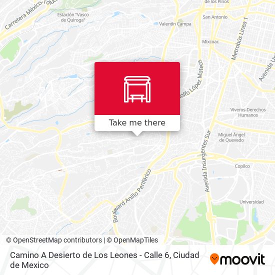Camino A Desierto de Los Leones - Calle 6 map