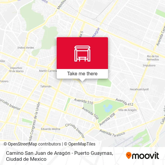 Mapa de Camino San Juan de Aragón - Puerto Guaymas