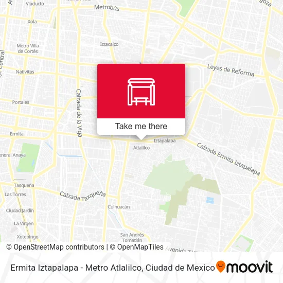 Mapa de Ermita Iztapalapa - Metro Atlalilco