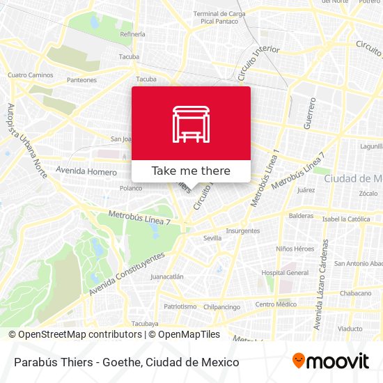 Parabús Thiers - Goethe map
