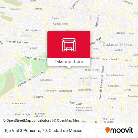 Eje Vial 3 Poniente, 70 map