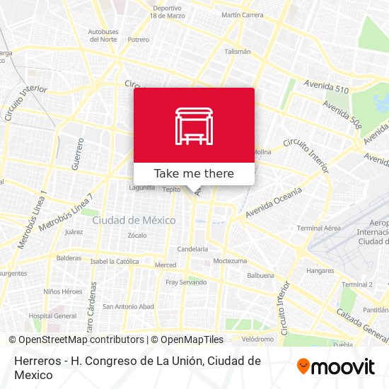 Herreros - H. Congreso de La Unión map