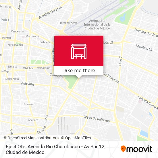 Eje 4 Ote. Avenida Río Churubusco - Av Sur 12 map