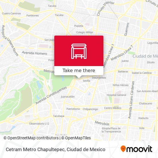 Cetram Metro Chapultepec map