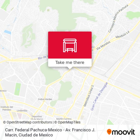 Carr. Federal Pachuca-Mexico - Av. Francisco J. Macin map