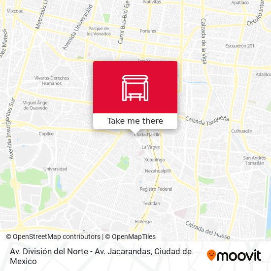 Mapa de Av. División del Norte - Av. Jacarandas
