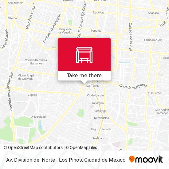 Av. División del Norte - Los Pinos map