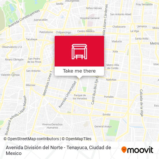 Avenida División del Norte - Tenayuca map