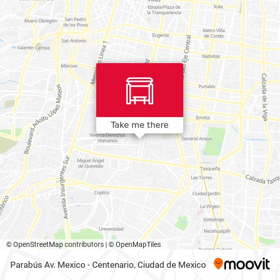 Mapa de Parabús Av. Mexico - Centenario