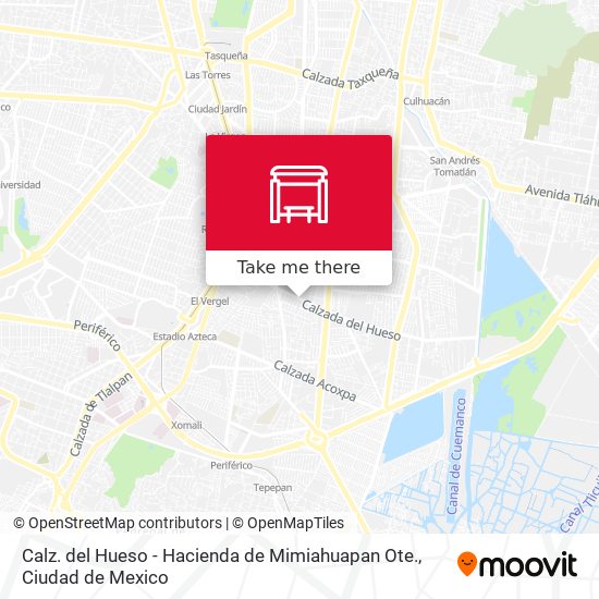 Calz. del Hueso - Hacienda de Mimiahuapan Ote. map