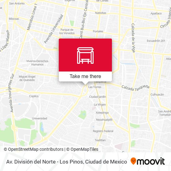 Av. División del Norte - Los Pinos map