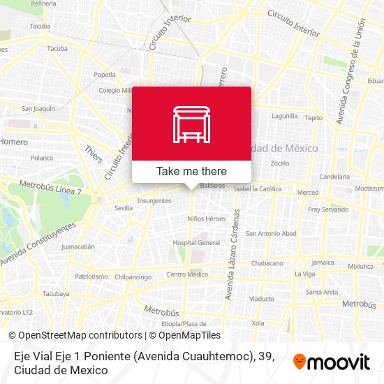 Mapa de Eje Vial Eje 1 Poniente (Avenida Cuauhtemoc), 39