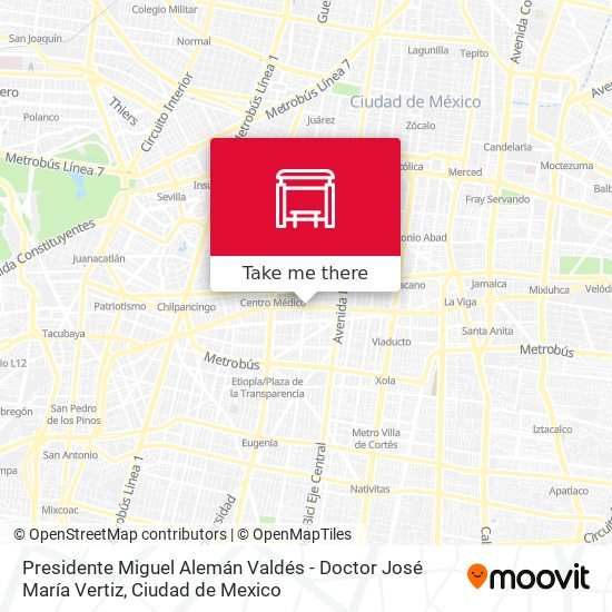 Presidente Miguel Alemán Valdés - Doctor José María Vertiz map