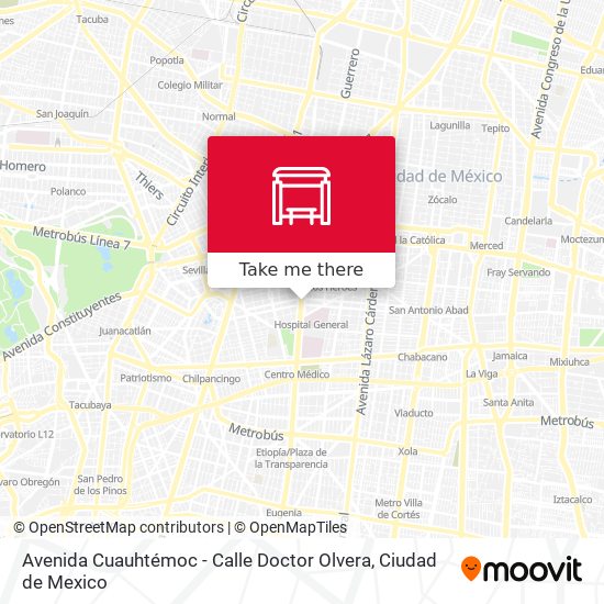 Avenida Cuauhtémoc - Calle Doctor Olvera map