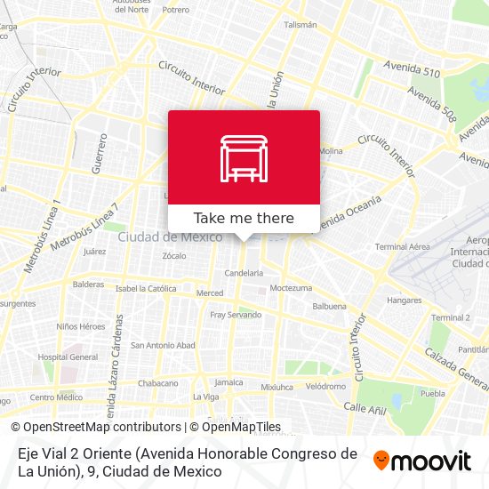 Eje Vial 2 Oriente (Avenida Honorable Congreso de La Unión), 9 map