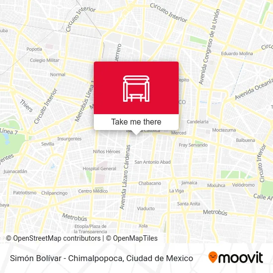 Simón Bolívar - Chimalpopoca map