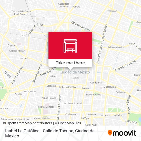 Mapa de Isabel La Católica - Calle de Tacuba