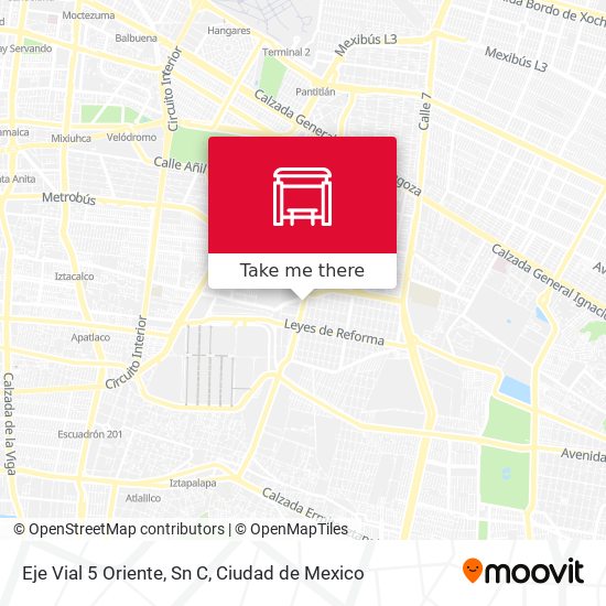 Mapa de Eje Vial 5 Oriente, Sn C